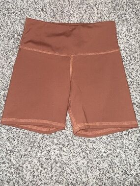 High-Waist Brown Women’s Active Shorts